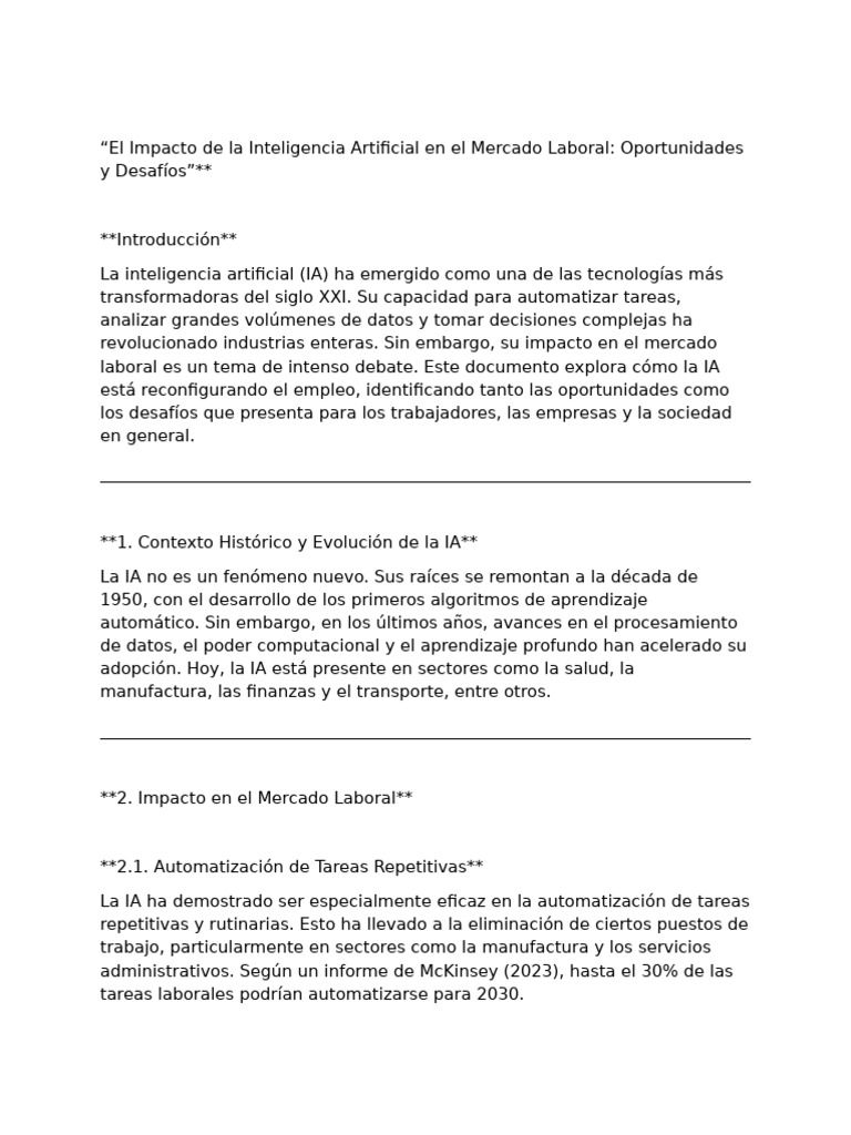 El Impacto de La Inteligencia Artificial en El Mercado Laboral ...