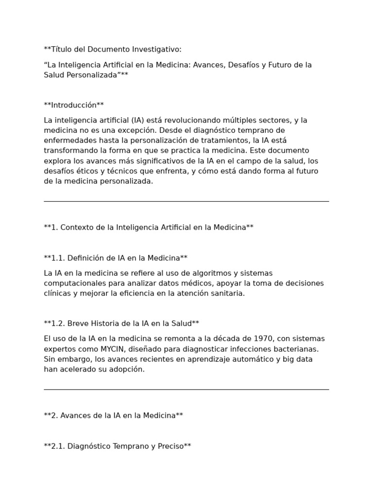 IA en Medicina: Avances y Desafíos | PDF | Inteligencia artificial ...