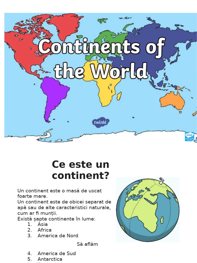 Continentele Și Oceanele Lumii PowerPoint | PDF