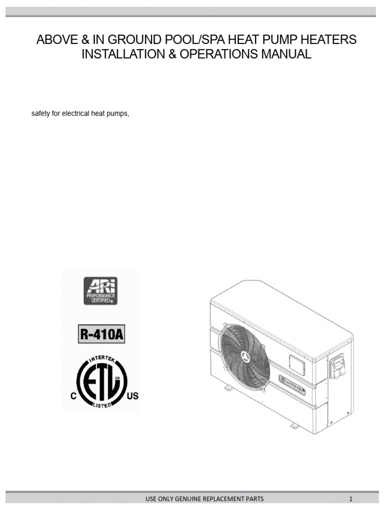 Hayward Heat Pump Installation Manual | PDF | Pump | Electrical Wiring