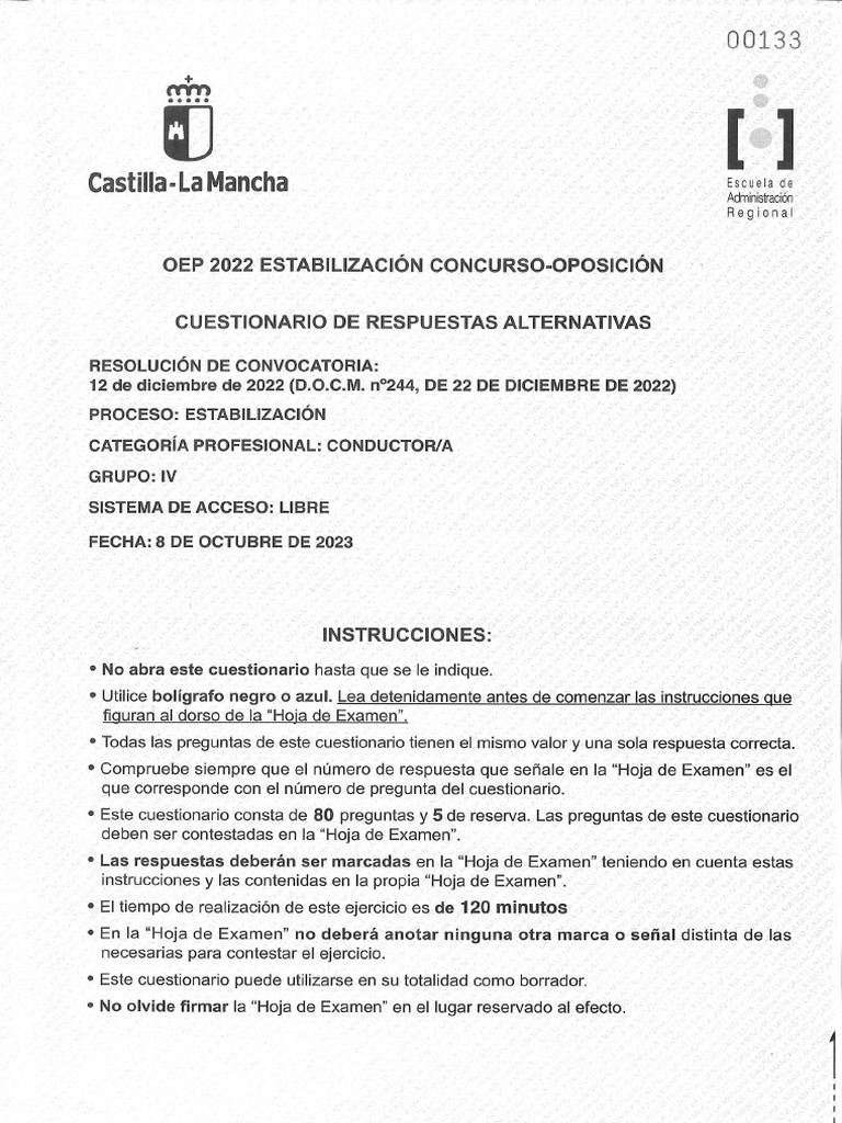 Cuestionario Conductor Estb-Co | PDF