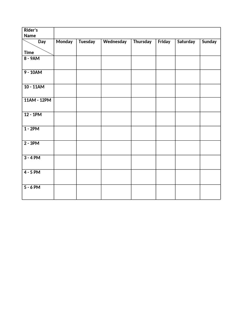 Rider's Schedule Indicator | PDF