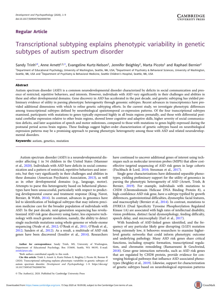 Trinh 2020. Transcriptional Subtyping Explains Phenotypic Variability ...