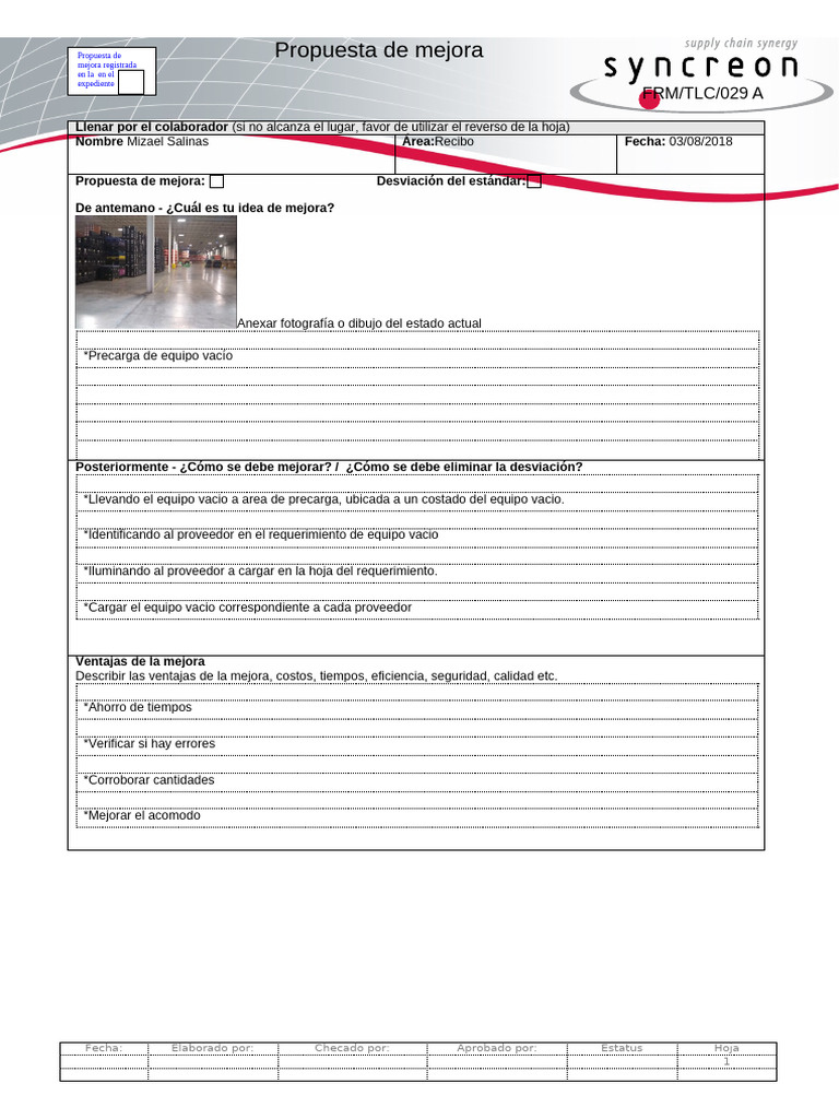 Propuesta de Mejora en Precarga de Equipos | PDF