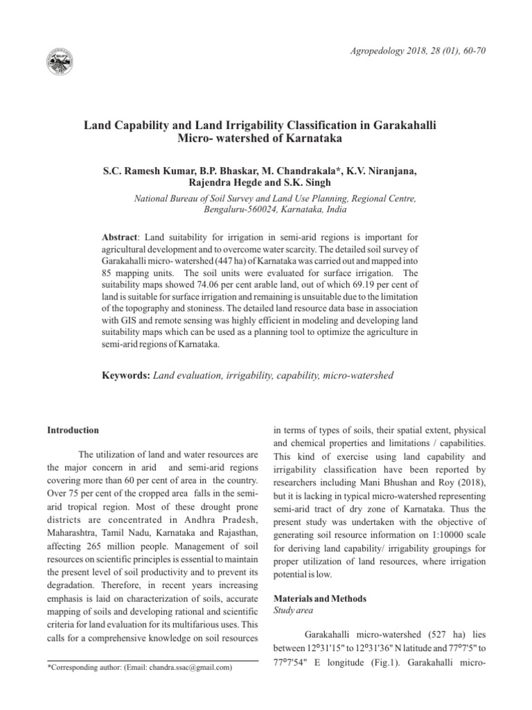 Land Irrigability in Garakahalli, Karnataka | PDF | Soil | Loam