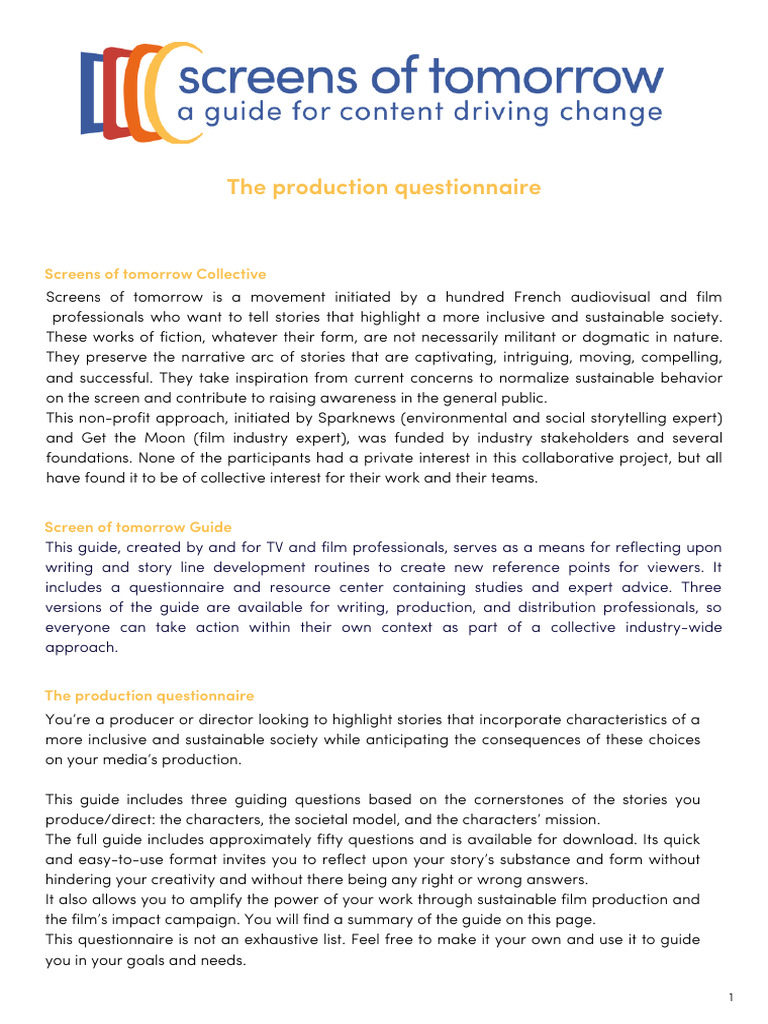 Sustainable Storytelling Guide for Filmmakers | PDF | Carbon Footprint ...