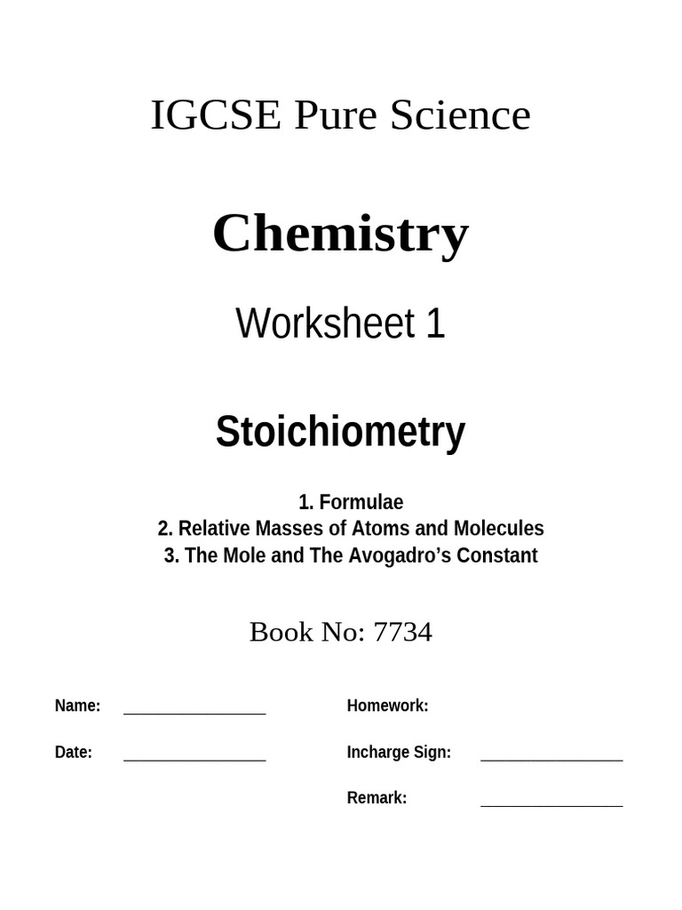 IGCSE Stoichiometry Worksheet | PDF