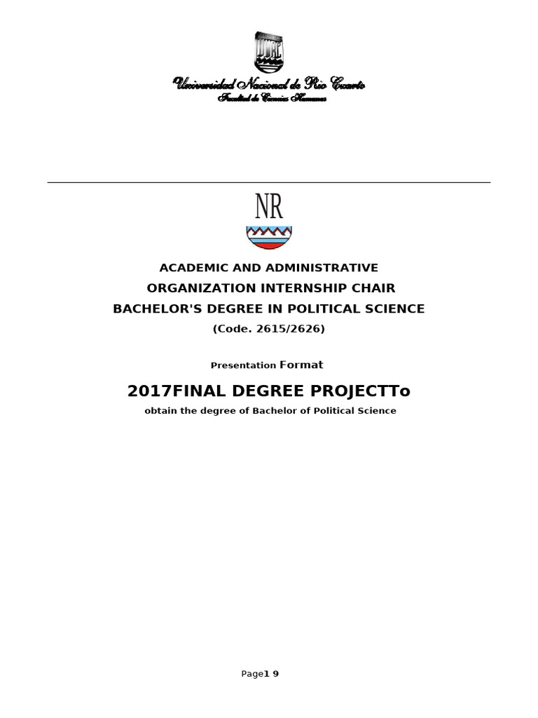 Format 2017 Presentation of Final Degree Project. Bachelor's Degree in ...
