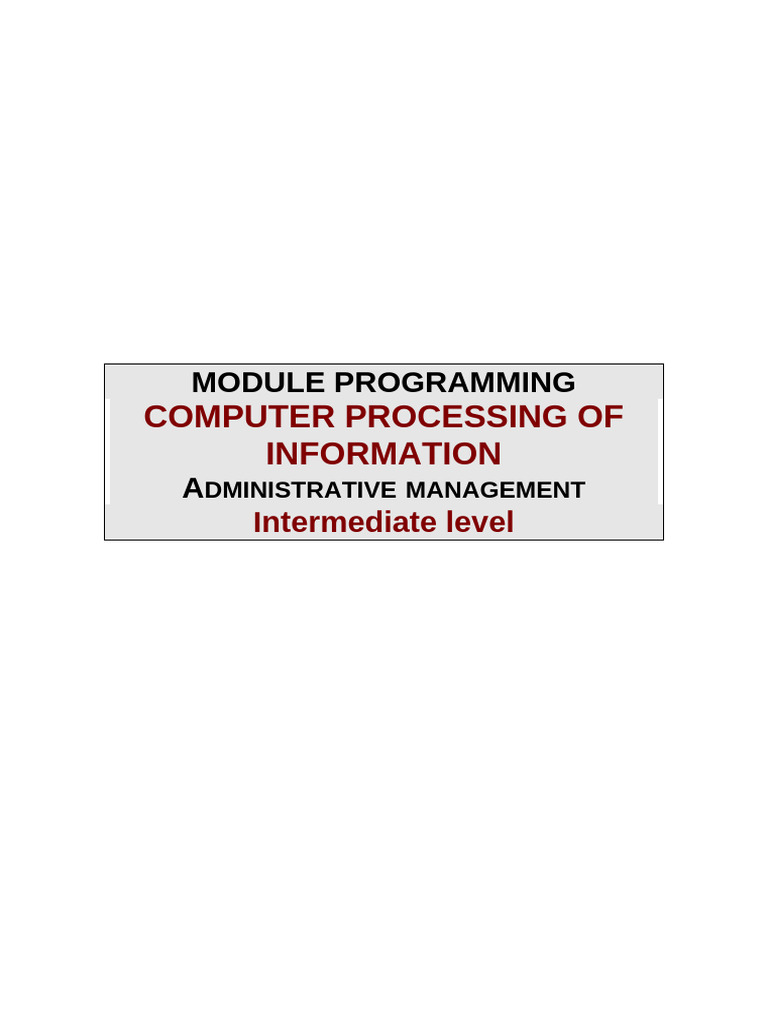 Computer Information Processing Module | PDF | Spreadsheet | Databases