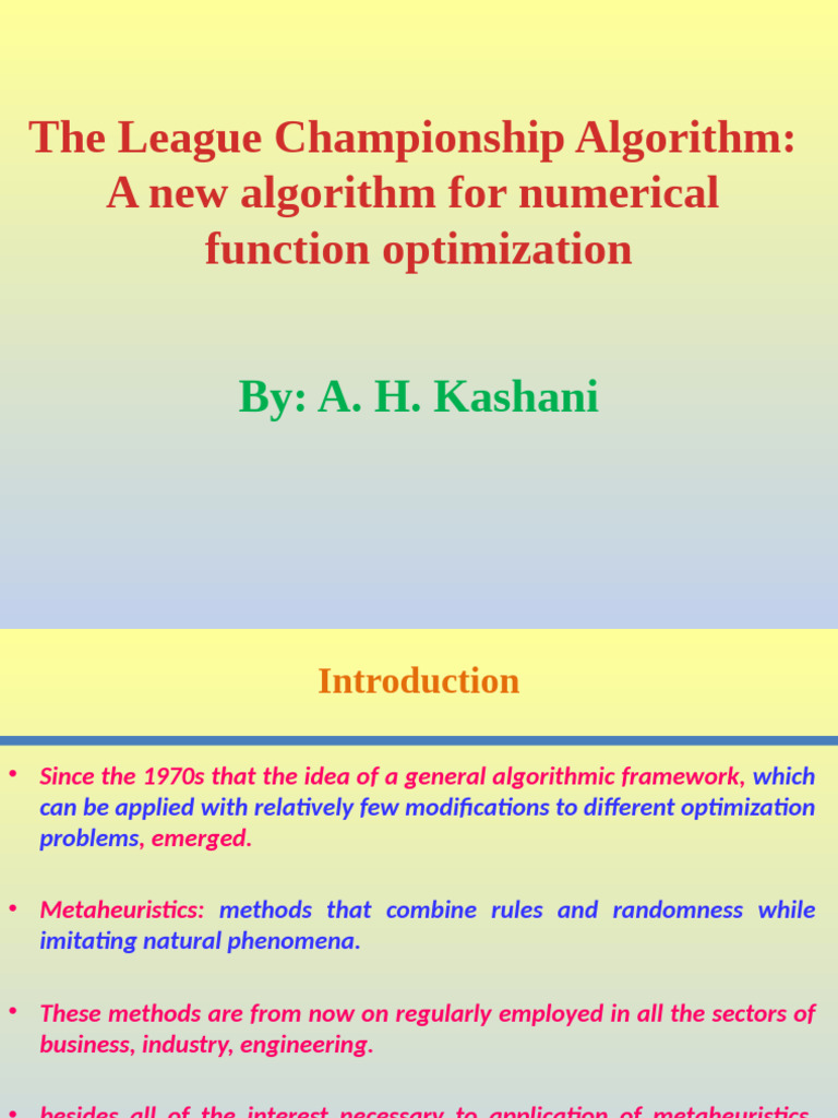 League Championship Algorithm Overview | PDF | Swot Analysis ...