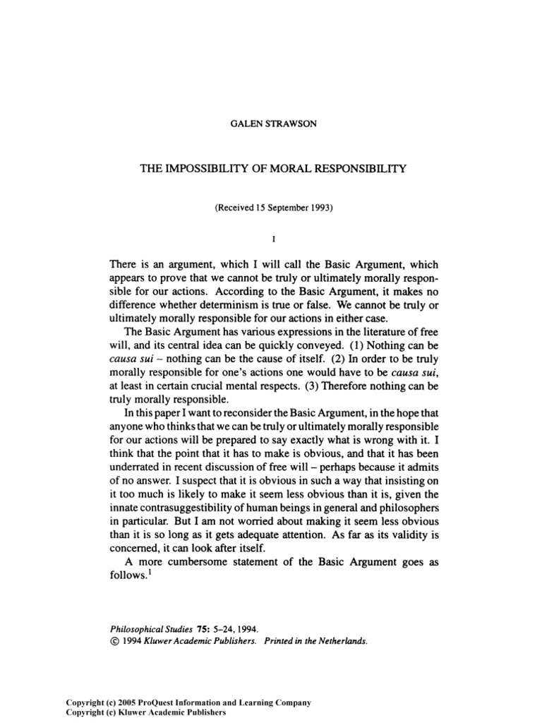 The Impossibility of Moral Responsibility | PDF