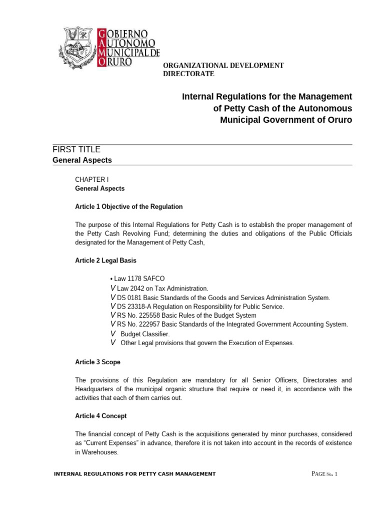 Internal Regulations for Managing Petty Cash | PDF | Expense | Receipt