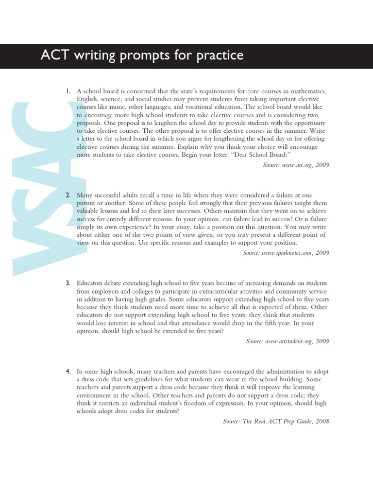 Act essay prompts image