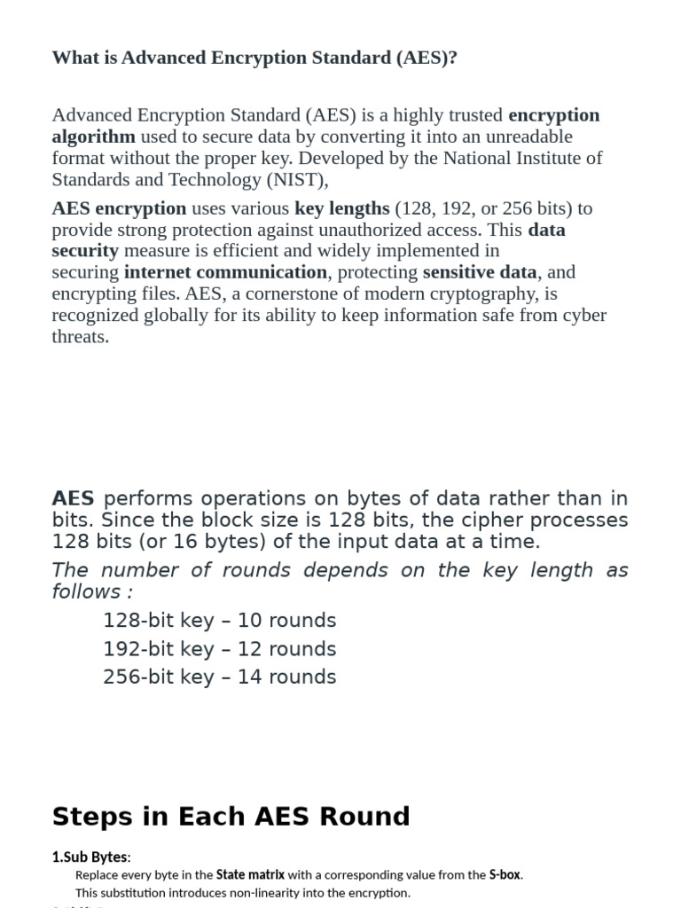 What is Advanced Encryption Standard (AES) | PDF