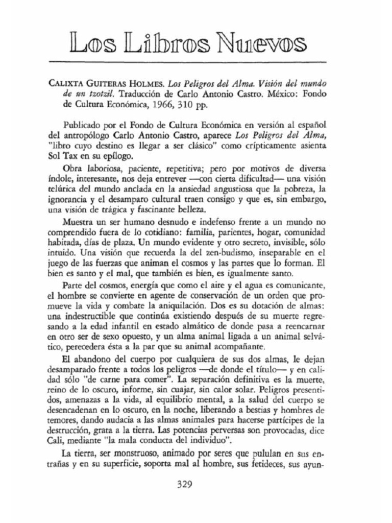 Calixta Guiteras Reseña Los Peligros Del Alma | PDF
