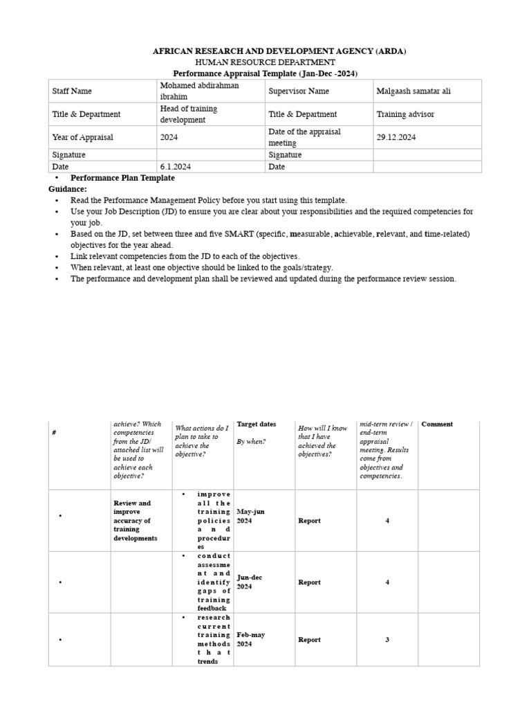 Performance Work Plan Assignment Copy 3 | PDF | Performance Appraisal ...