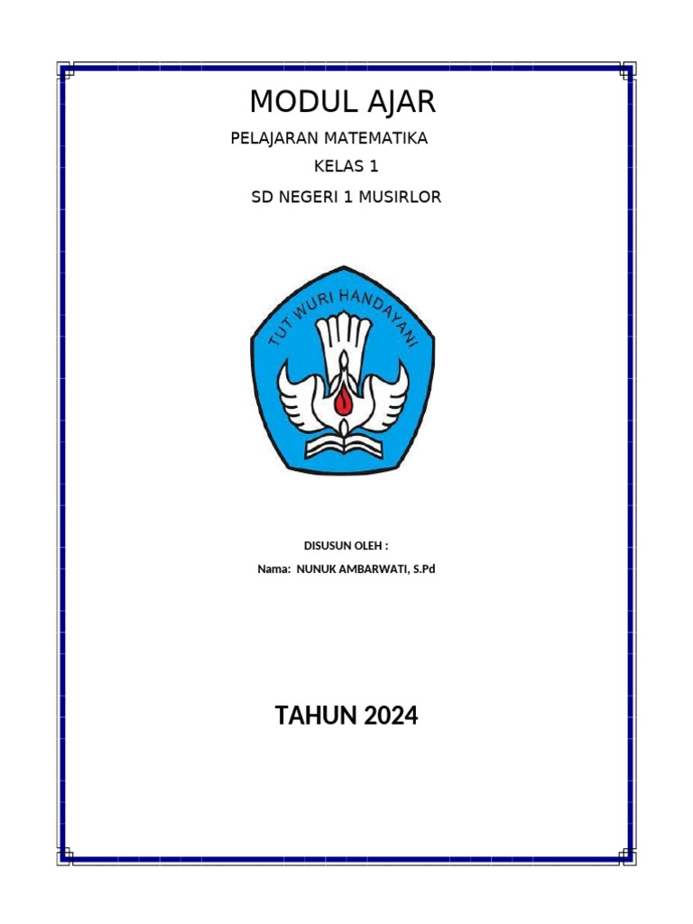 Modul Ajar Matematika Kelas 1 SD | PDF