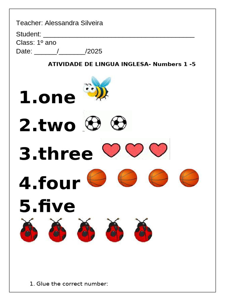 English Numbers Activity | PDF