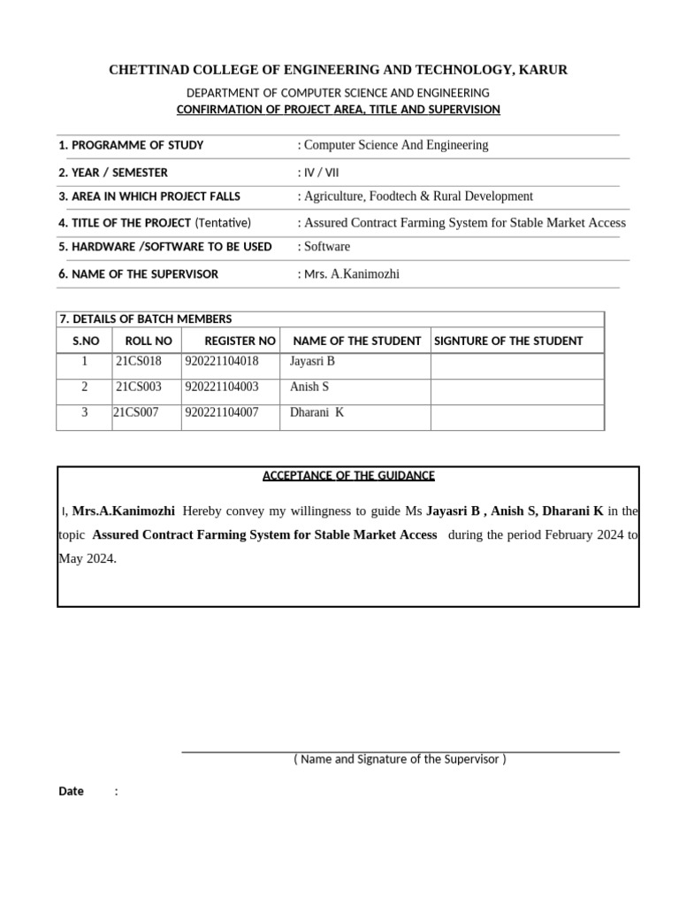 Project Confirmation | PDF