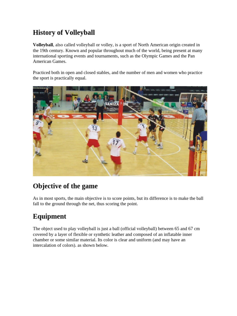 History Of Volleyball Pdf Volleyball Sports Rules And Regulations
