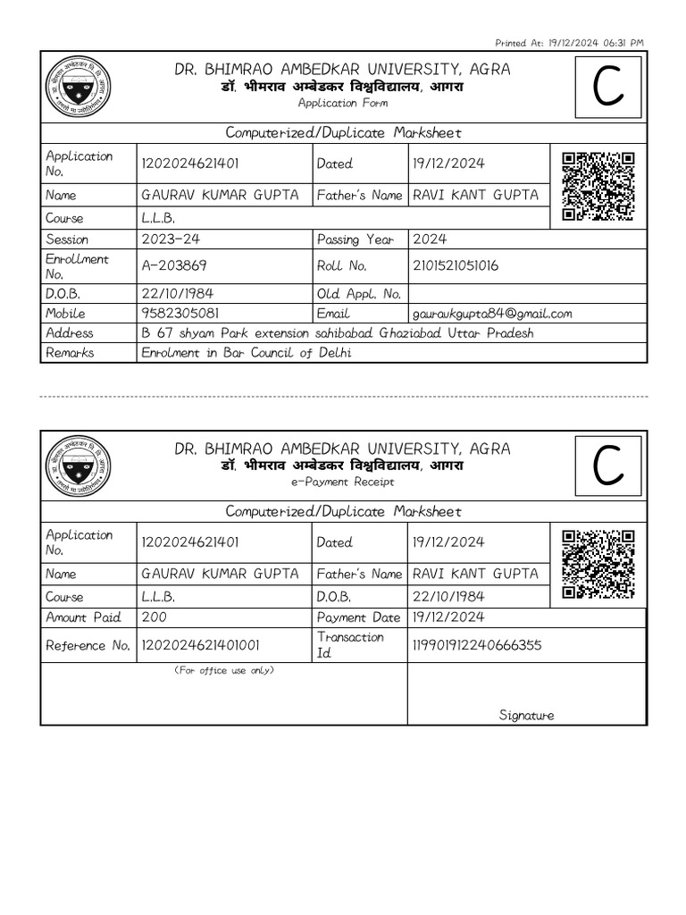 Payment Receipt | PDF