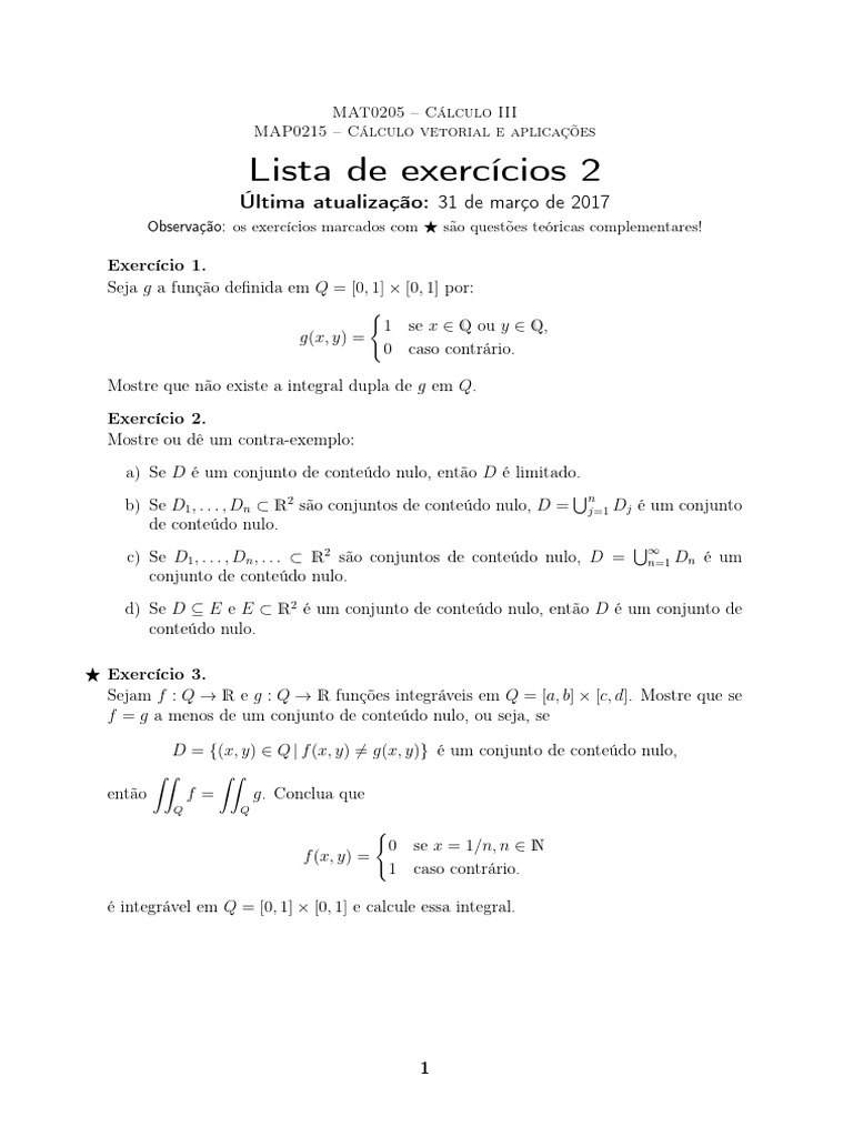 Lista 2 | PDF | Derivado | Conceitos matemáticos