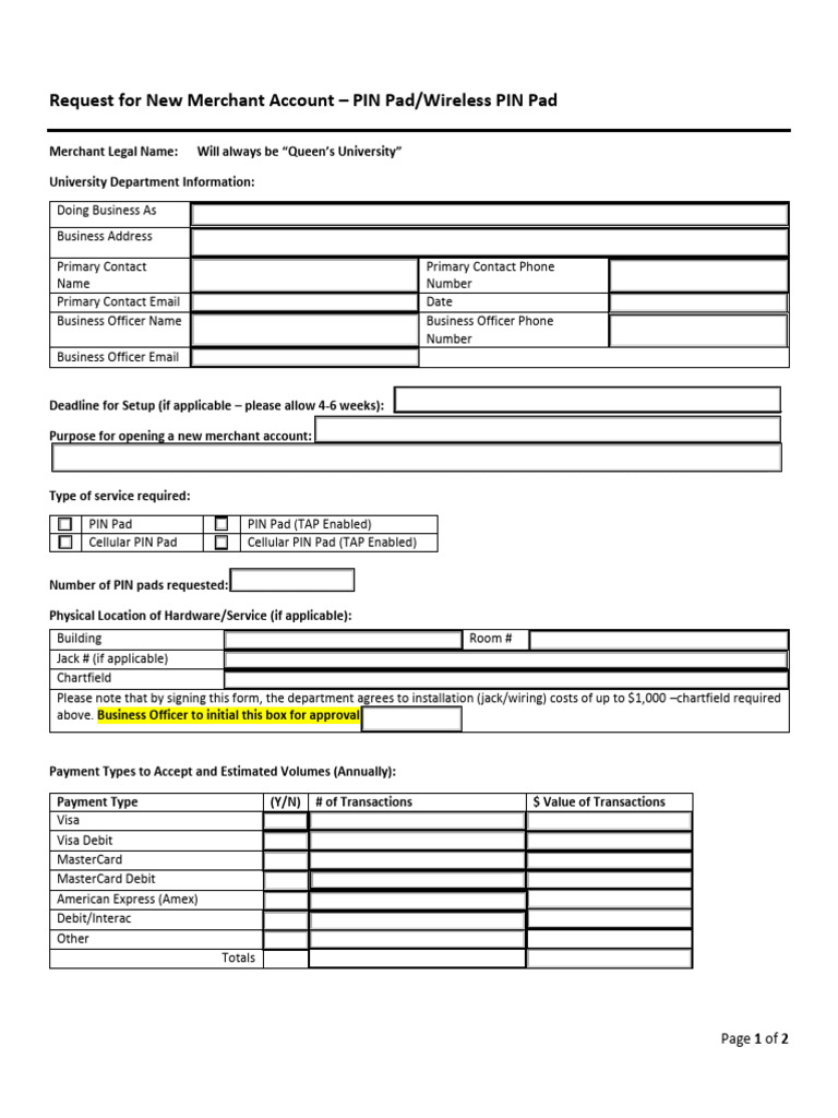 Request For New Merchant Account - PIN Pad | PDF | Debit Card | Payment ...