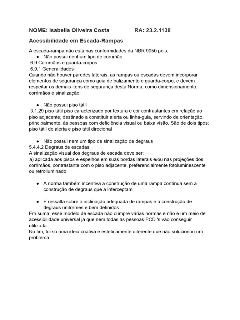 Escada-Rampa: Falhas de Acessibilidade | PDF