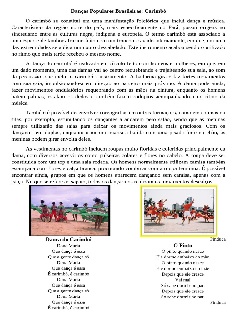 Dança do Carimbó: Tradição e Ritmo | PDF
