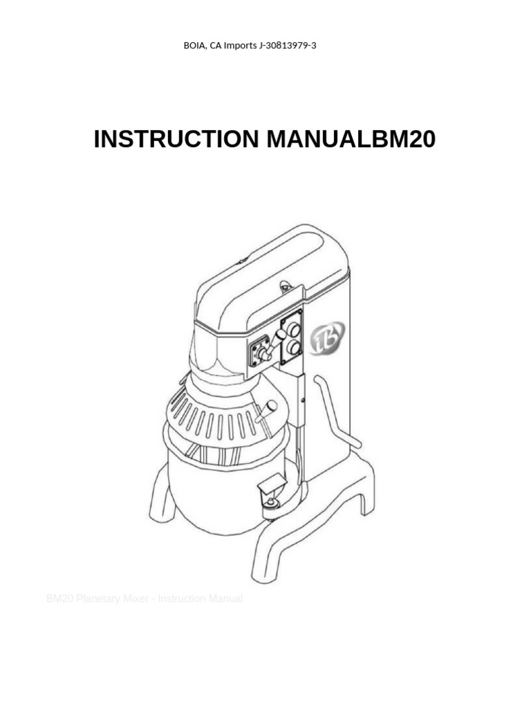 Instruction Manual Bm20 | PDF | Mechanical Engineering | Manufactured Goods