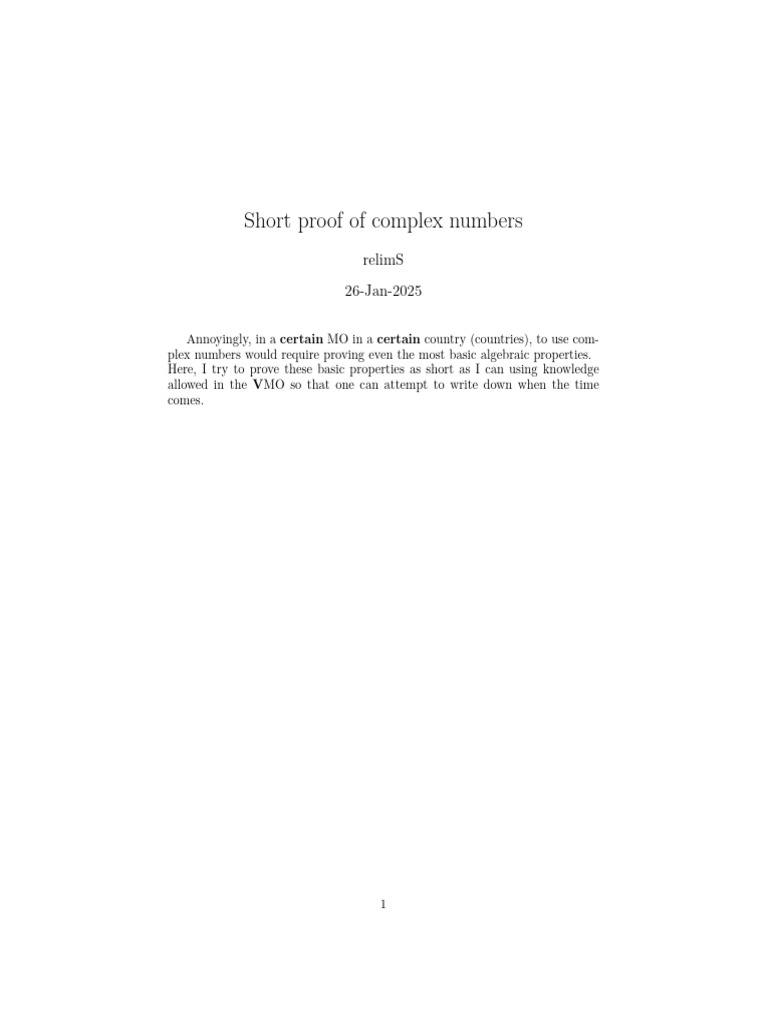 Proof of Complex Number Properties | PDF | Complex Number | Circle