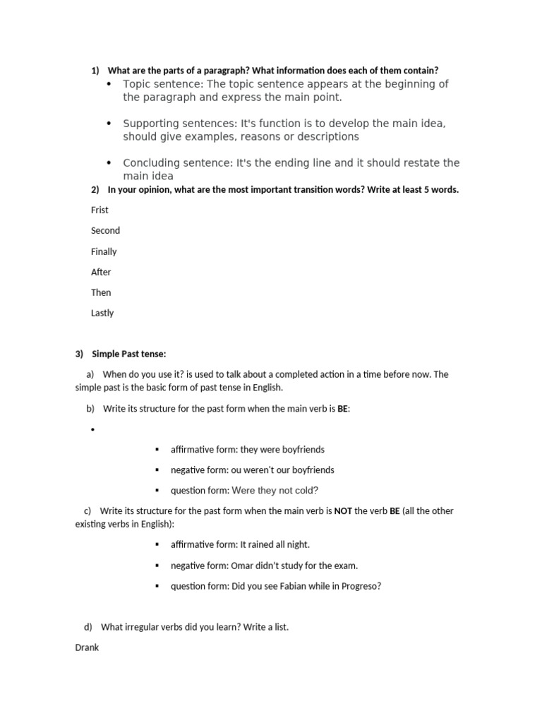 Understanding Paragraph Structure and Tenses | PDF