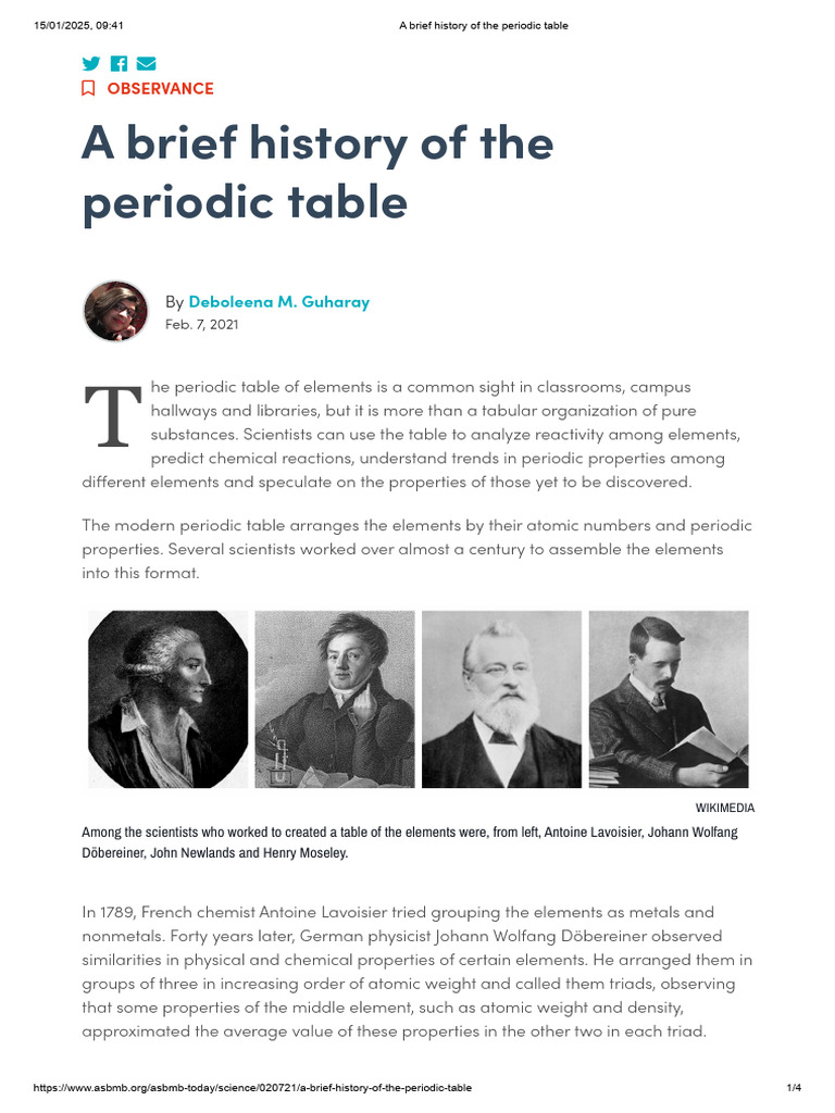 History of the Periodic Table Explained | PDF | Chemical Elements ...