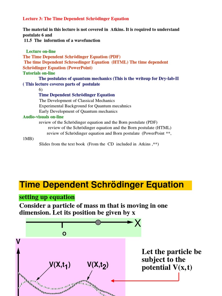 Time Dependent Schrödinger Equation Explained | PDF | Wave Function ...