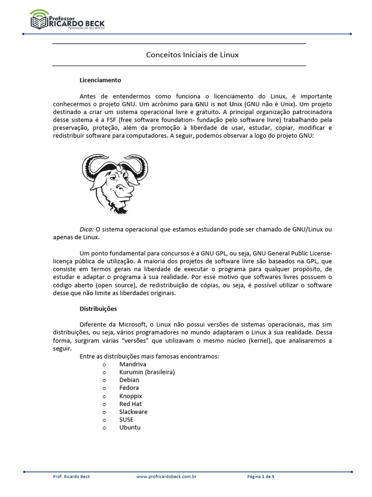 Introdução ao Linux: Licenciamento e Estrutura | PDF | Gnu | Linux