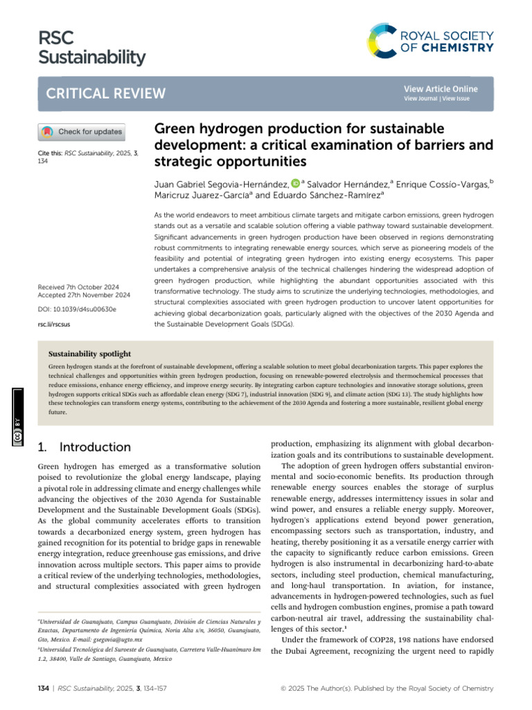 Green Hydrogen: Barriers and Opportunities | PDF | Hydrogen ...
