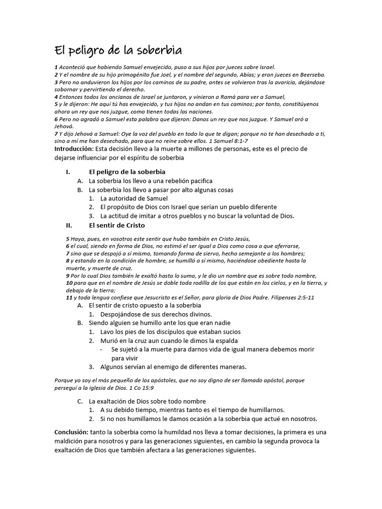 El Peligro de la Soberbia en Israel | PDF | Epístola a los filipenses ...