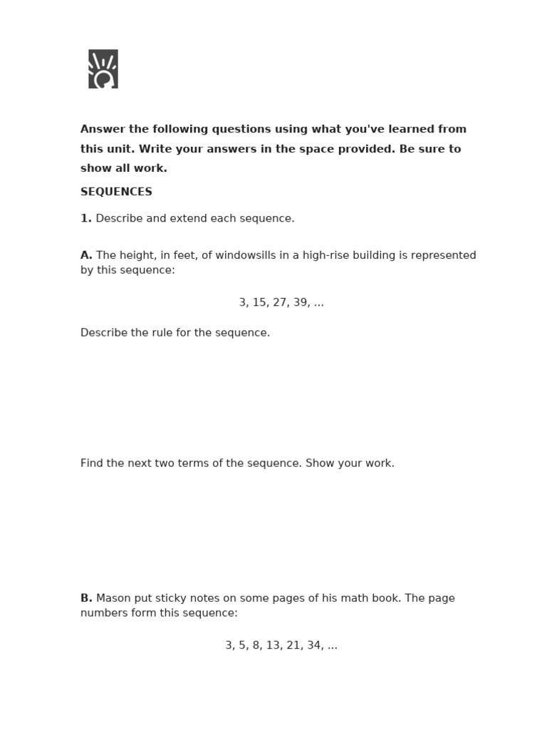 7.5.4 Test (TST) - Sequences and Functions (Test) | PDF | Function ...