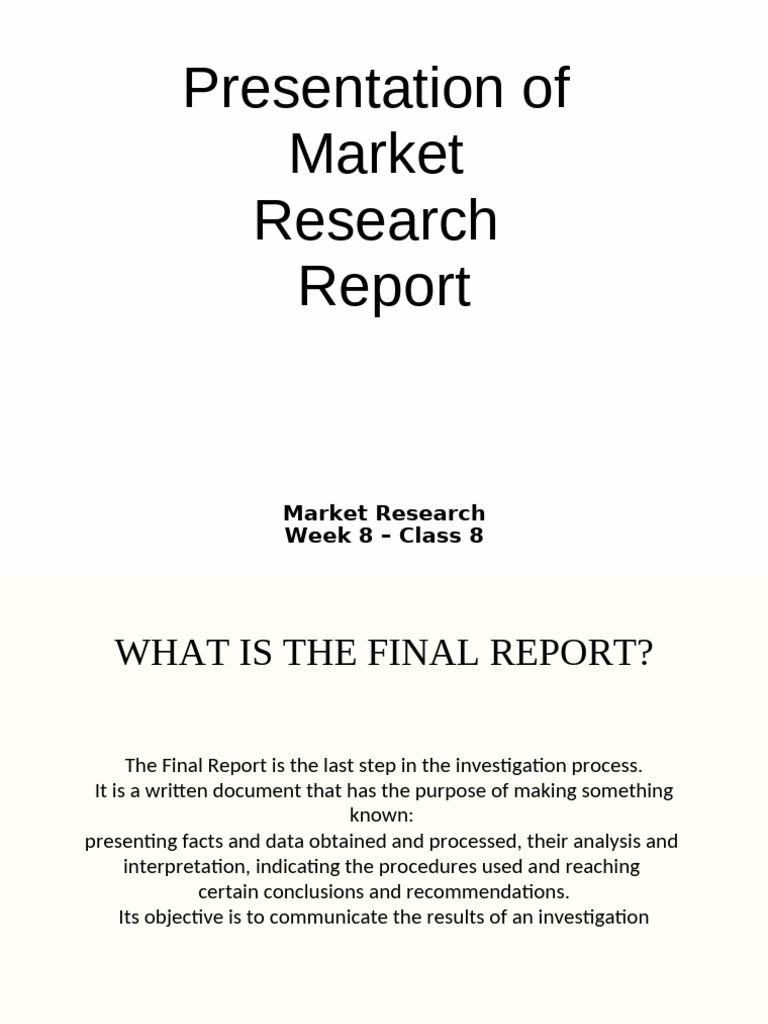 Presentation of Market Research Report | PDF | Methodology | Decision ...