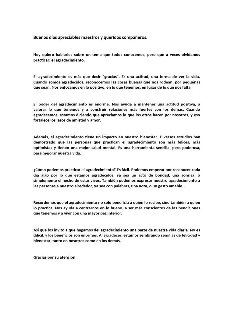 El Poder del Agradecimiento Diariamente | PDF