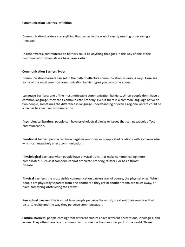 Understanding Communication Barriers | PDF | Communication | Perception