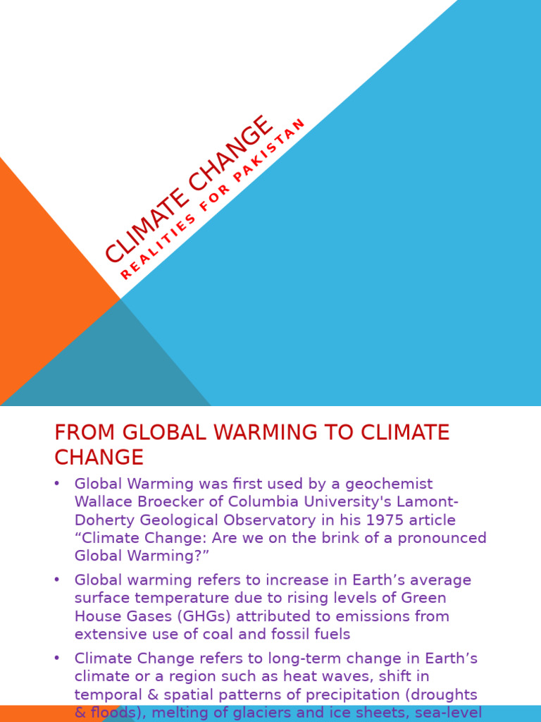 Climate Change Realities For Pakistan | PDF