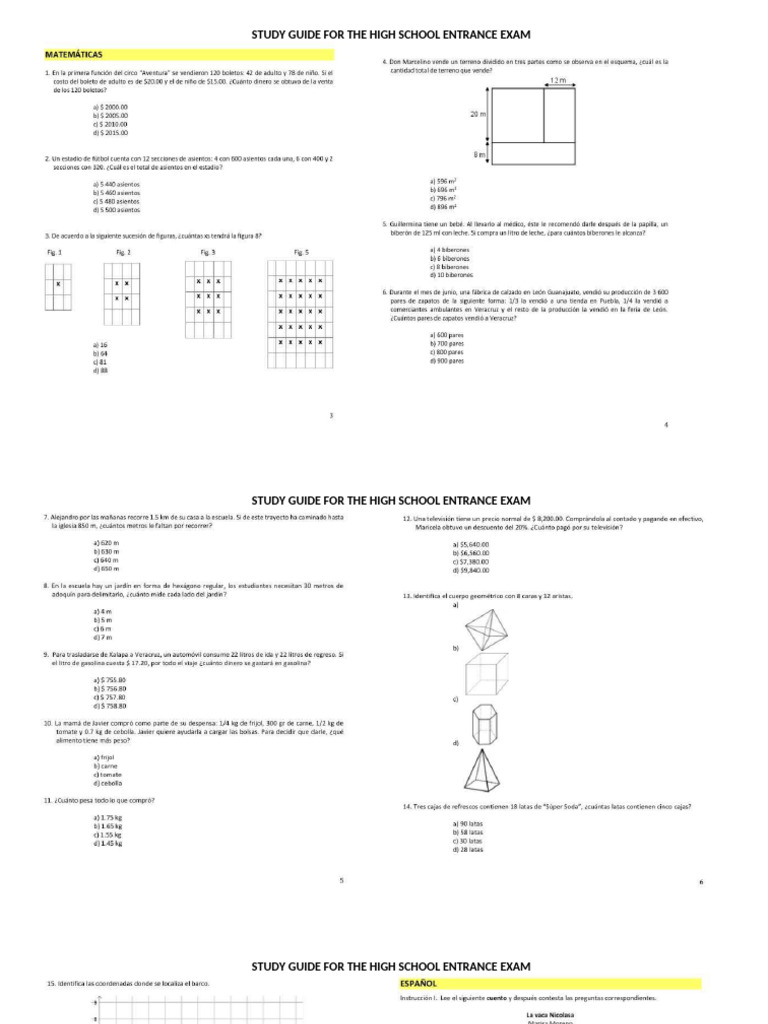 High School Entrance Exam Study Guide | PDF