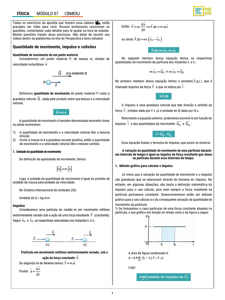 Quantidade de Movimento e Impulso em Física | PDF | Iniciativa ...