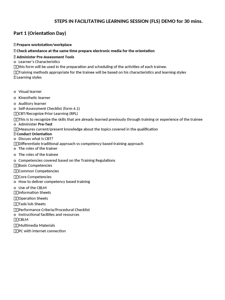 STEPS-IN-FLS-DEMO | PDF | Learning | Learning Styles