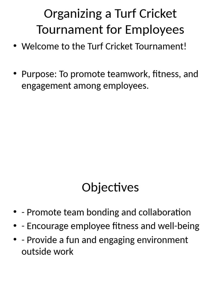 Employee Turf Cricket Tournament Guide | PDF