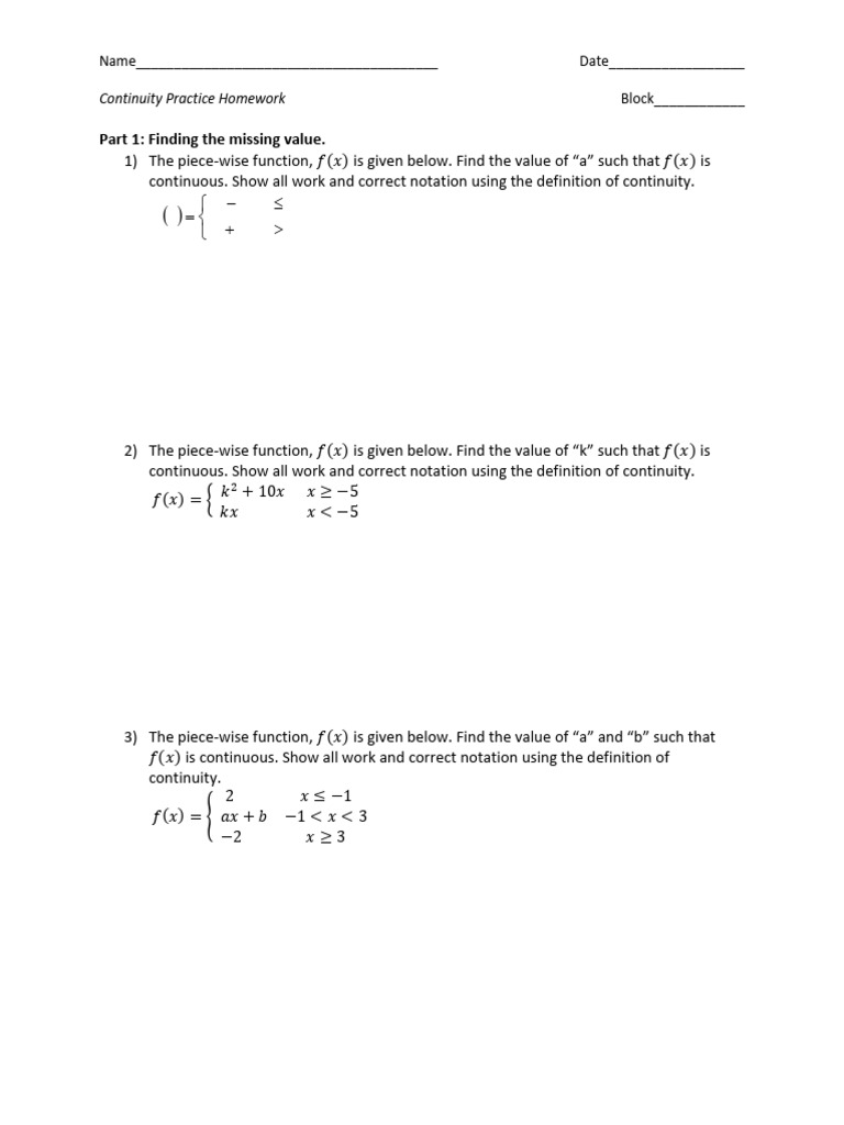 Continuity Practice Homework Guide | PDF