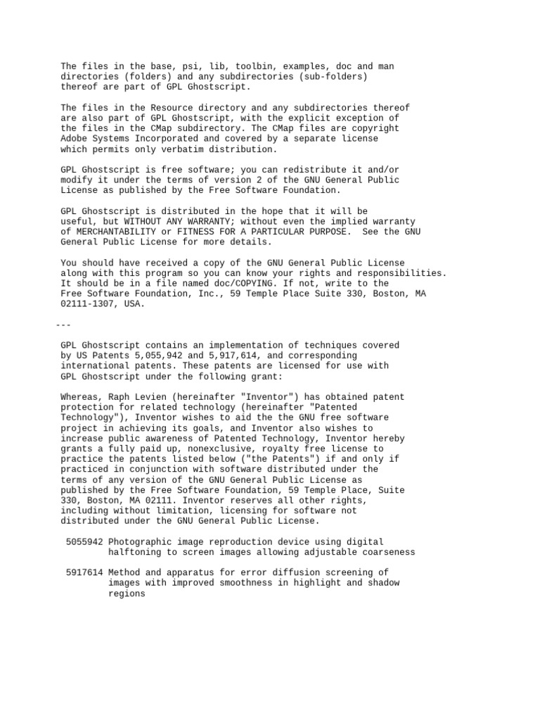 License Ghostscript | PDF | Free Software | Directory (Computing)