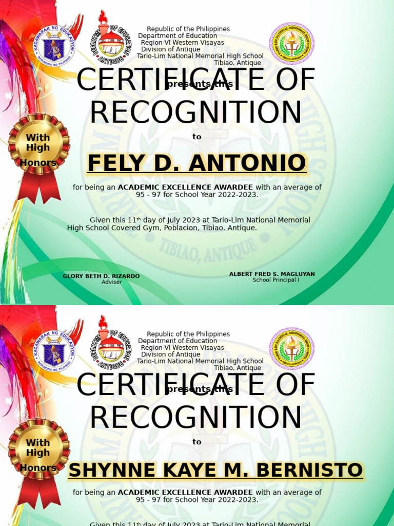 CERTIFICATE-OF-RECOGNITION-shs | PDF
