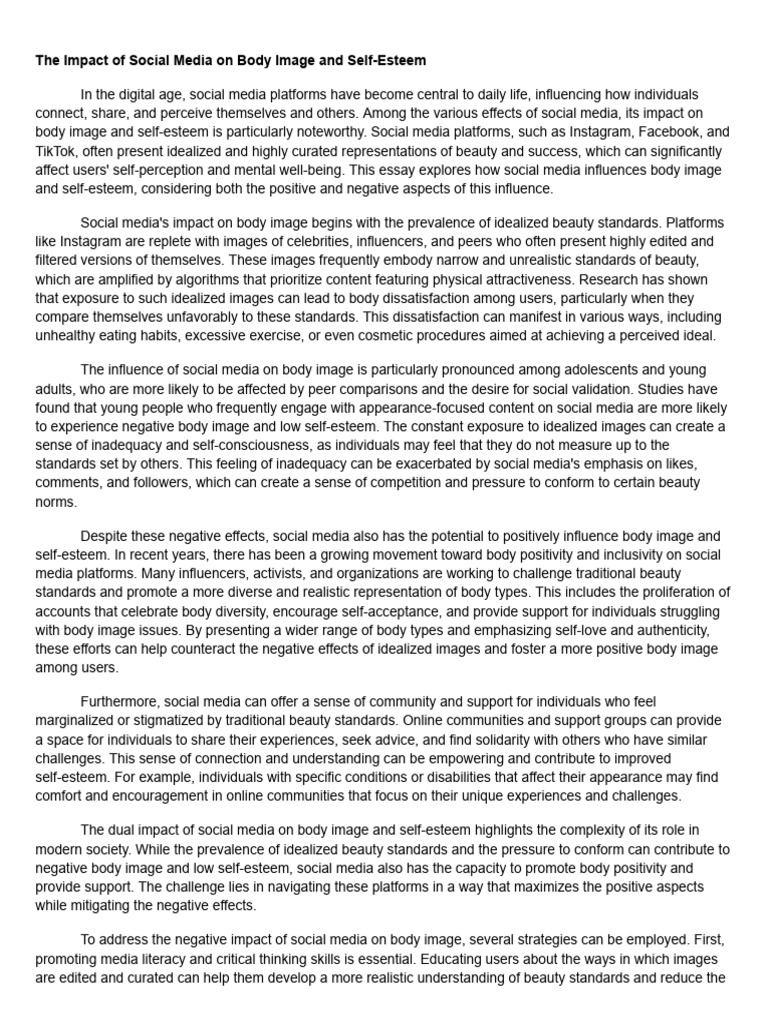 Social Media's Effect on Body Image | PDF | Body Image | Social Media